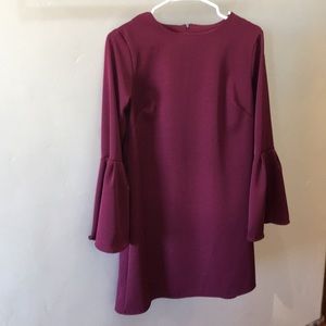 Wine colored dress with flowy sleeves